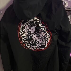 Others Follow Black Windbreaker with Graphic Design